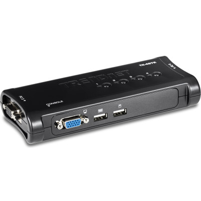 TRENDnet TK-407K 4-Port Desktop KVM Switch, 2048 x 1536 resolution, 2 USB, 1 x VGA/SVGA HDB 15-pin (Female)